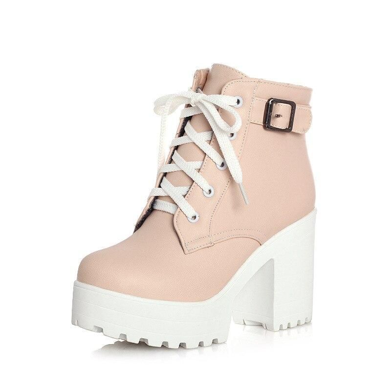 Ankle Buckle Women Boots Lacing Shoes Women Casual Square Heel -   13 DIY Clothes Shoes high heels ideas