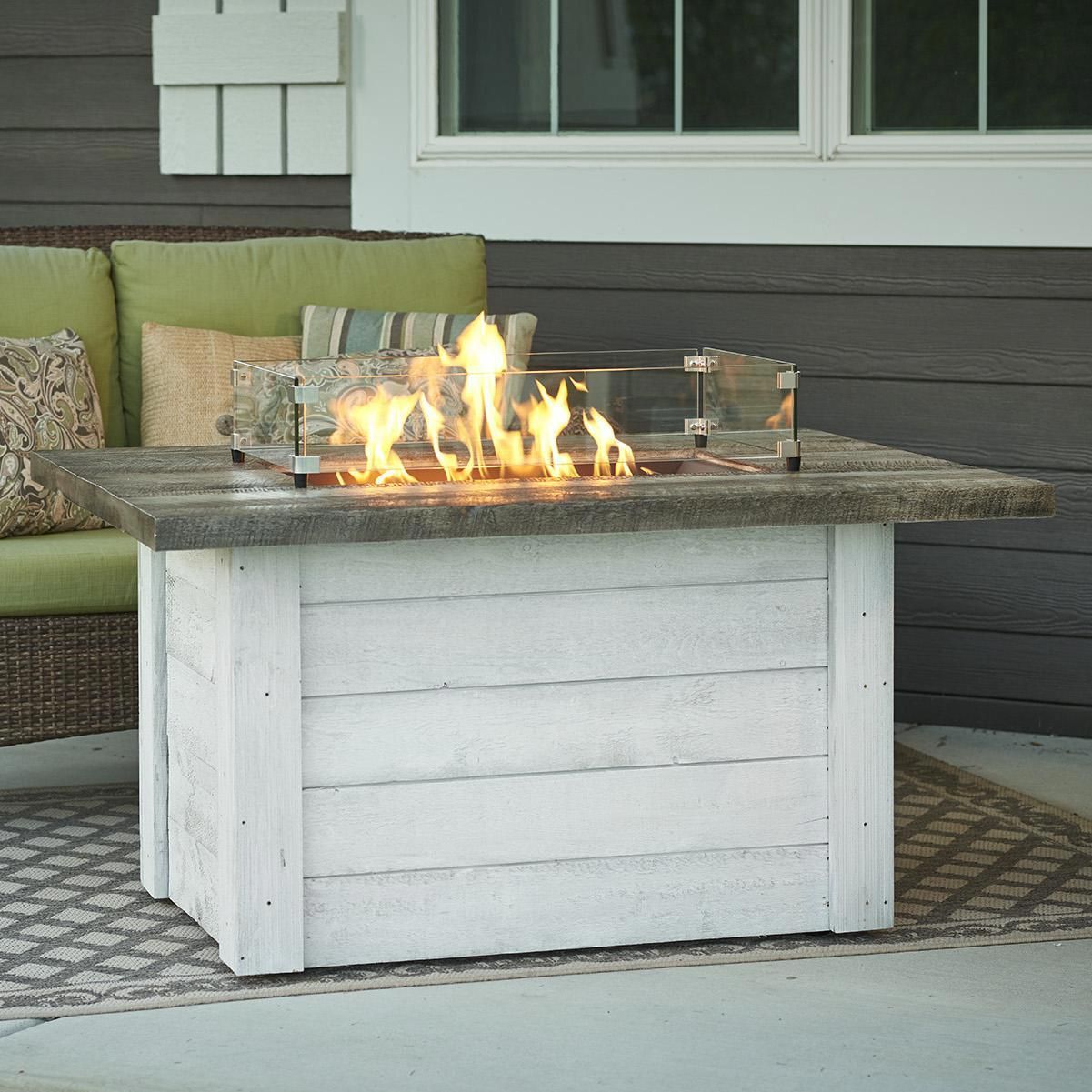 The Outdoor GreatRoom Company Alcott 48-Inch Rectangular Propane Gas Fire Pit Table with 24-Inch Crystal Fire Burner - Antique Timber - ALC-1224 -   13 garden design Rectangular fire pits ideas