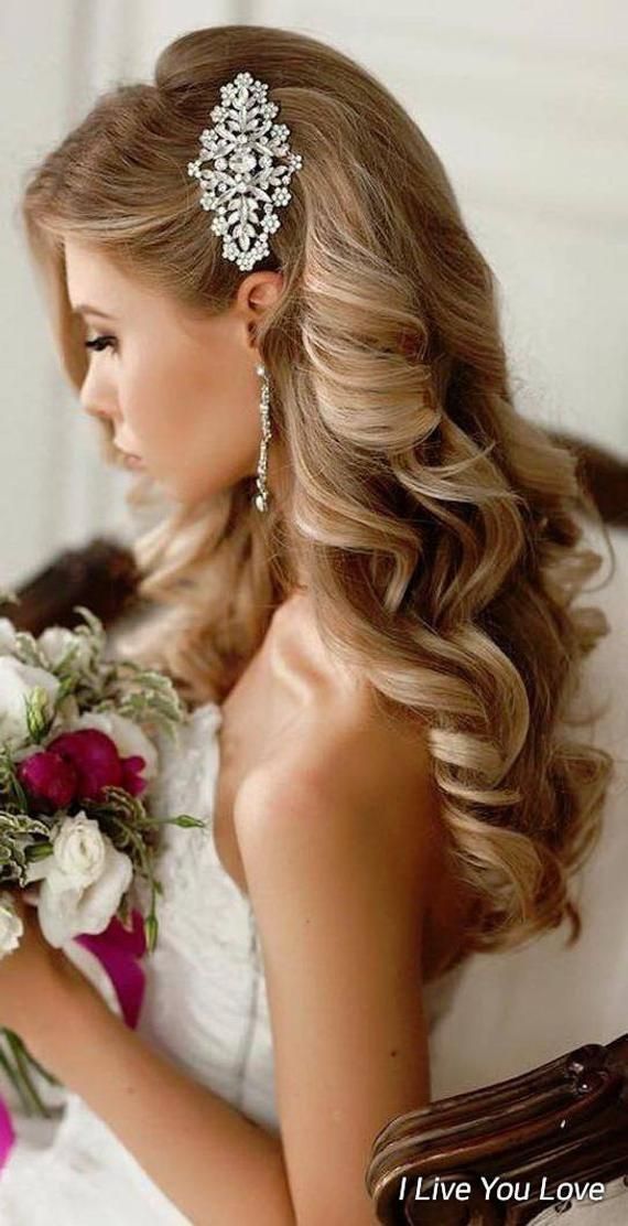 White Gold Bridal Hair Comb-Bridal hair accessories,silver wedding hair accessories,bridal hair comb -   13 hairstyles Wedding locks ideas