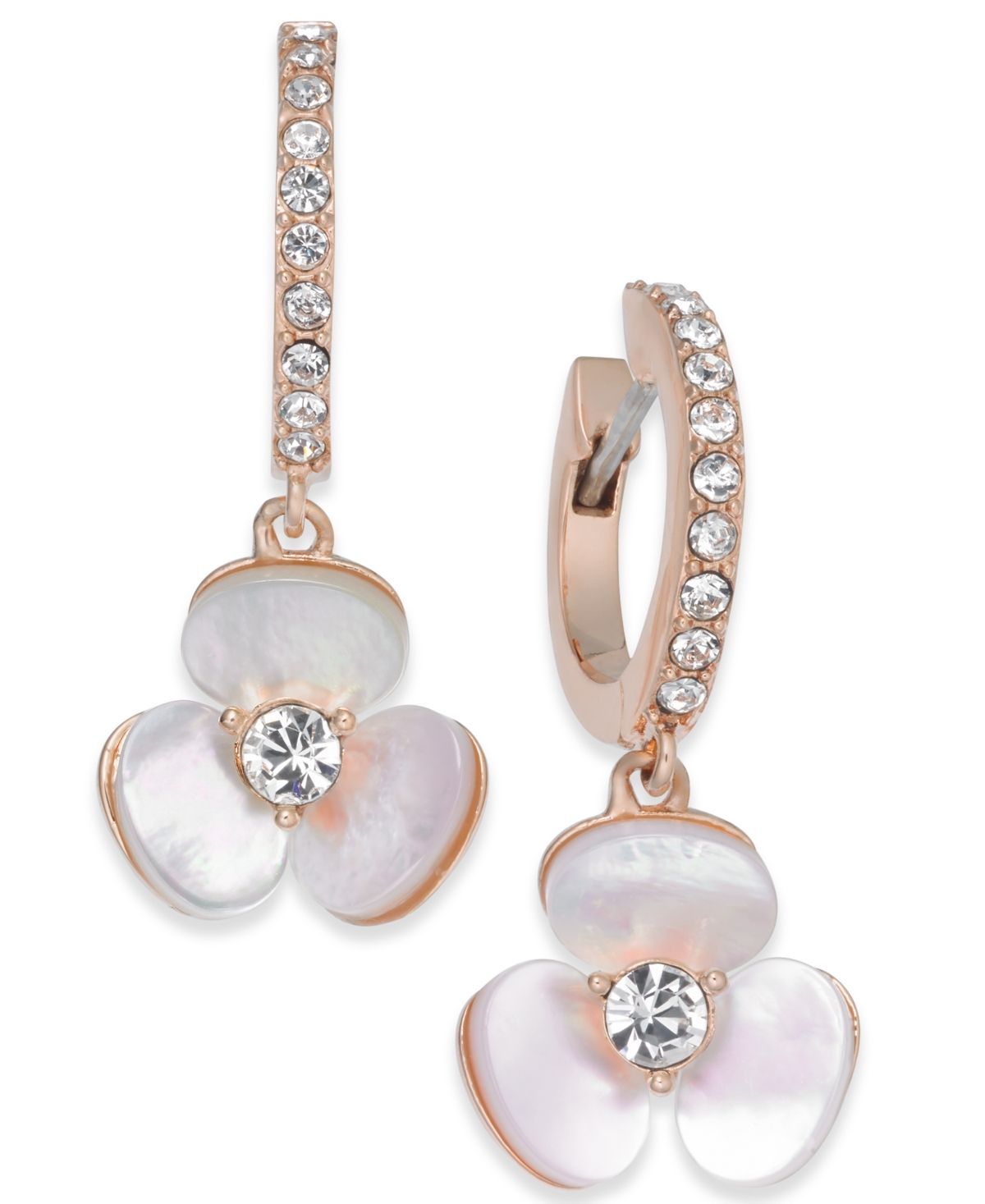 kate spade new york 14k Rose Gold-Plated Pav? & Mother-of-Pearl Flower Drop Earrings & Reviews - Earrings - Jewelry & Watches - Macy's -   13 women’s jewelry Earrings new york ideas