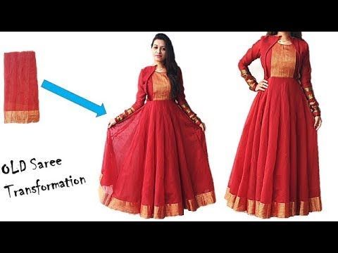 Diwali Special: Convert Your Old Saree in to Designer Festive Wear Long Anarkali Dress -   14 dress Designs anarkali ideas