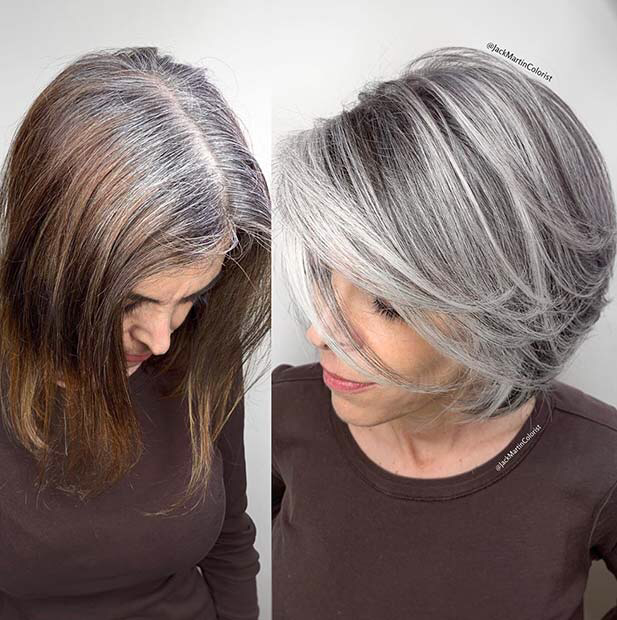41 Stunning Grey Hair Color Ideas and Styles -   14 hair Grey bob ideas
