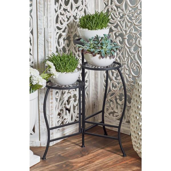 Litton Lane Black Iron Folding Plant Stand 45080 - The Home Depot -   14 iron plants Stand ideas