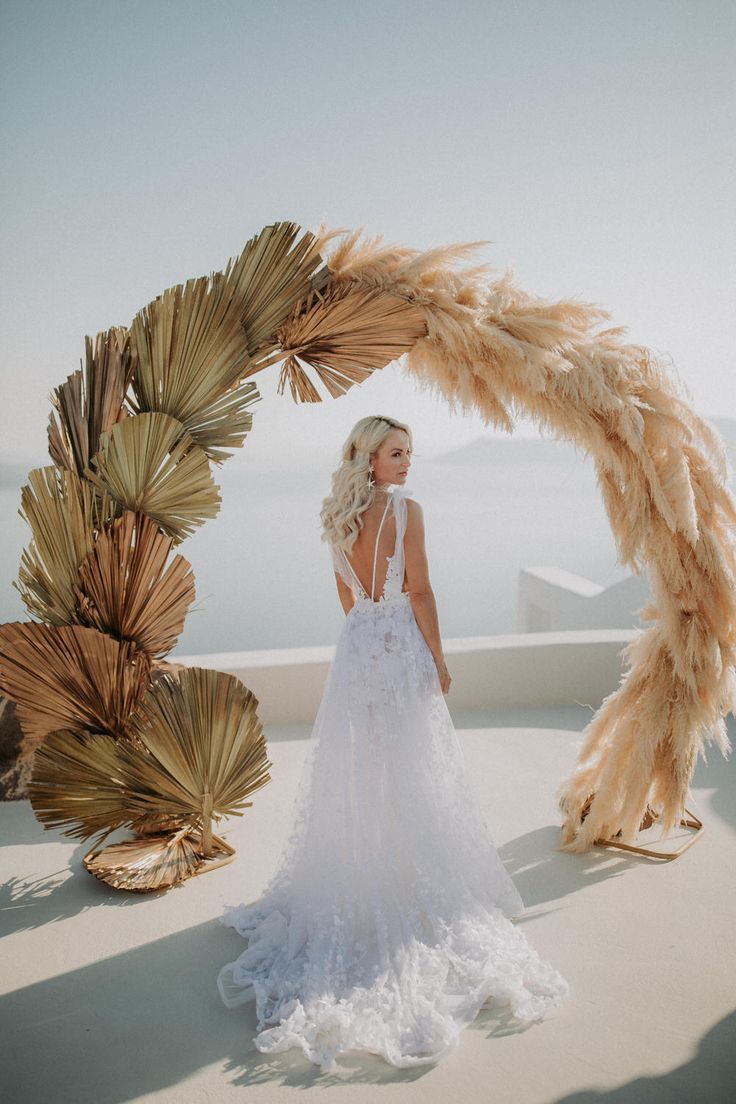 Intimate Destination Wedding in Santorini Bursting with Pampas Grass -   15 boho wedding Design ideas