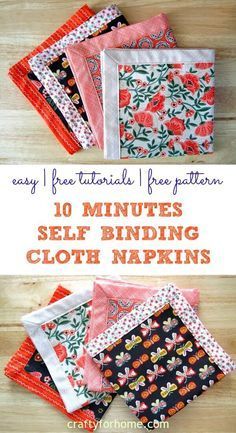 Self Binding Cloth Napkins -   15 diy projects Tutorials fabrics ideas