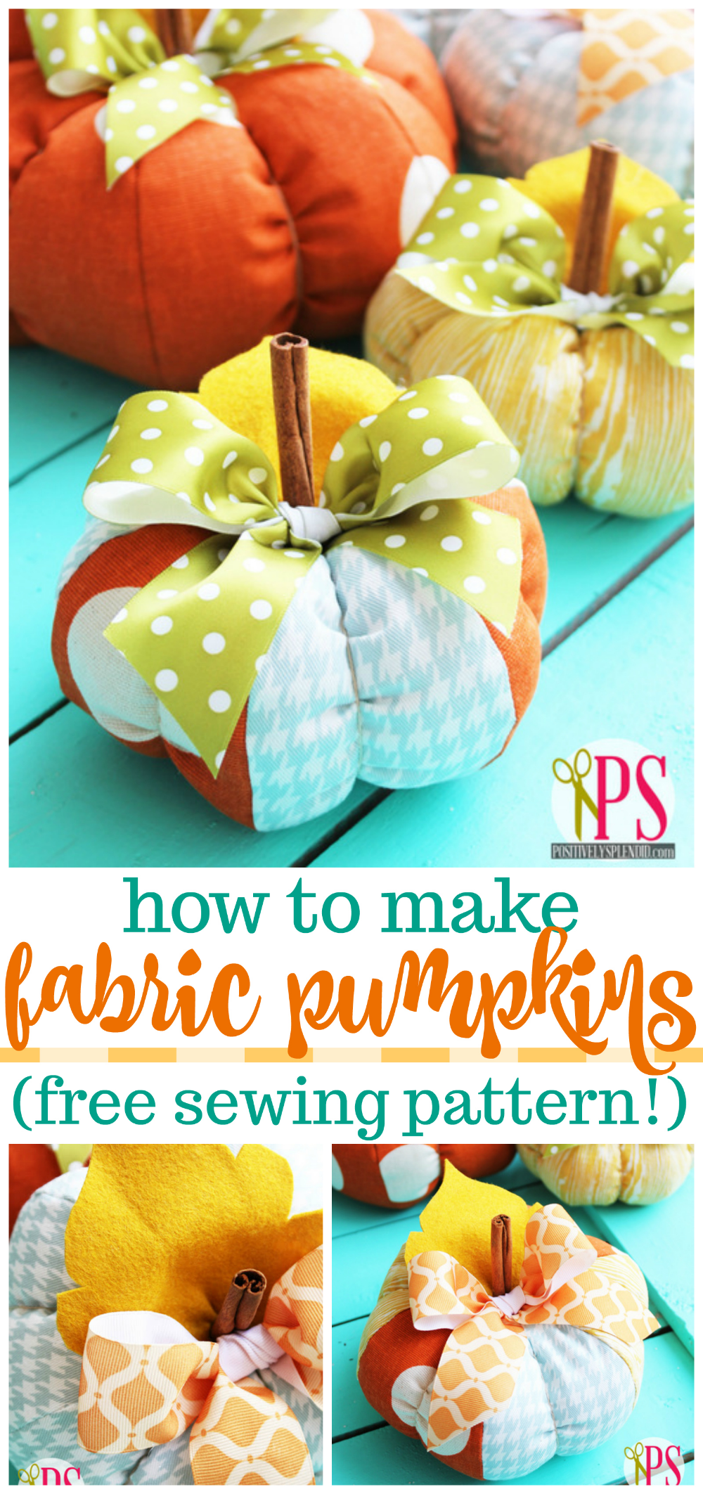 DIY Fabric Pumpkin Pattern -- A fun and easy fall decor project! -   15 diy projects Tutorials fabrics ideas