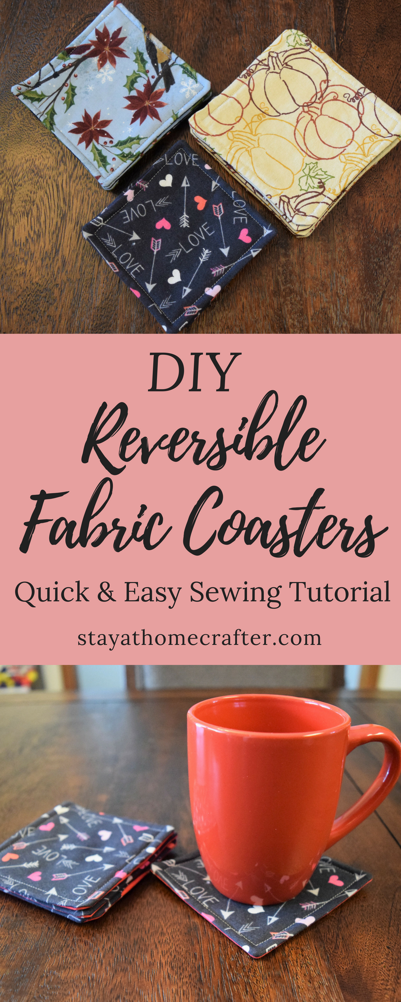 DIY Easy Reversible Fabric Coasters - stay-at-home crafter -   15 diy projects Tutorials fabrics ideas