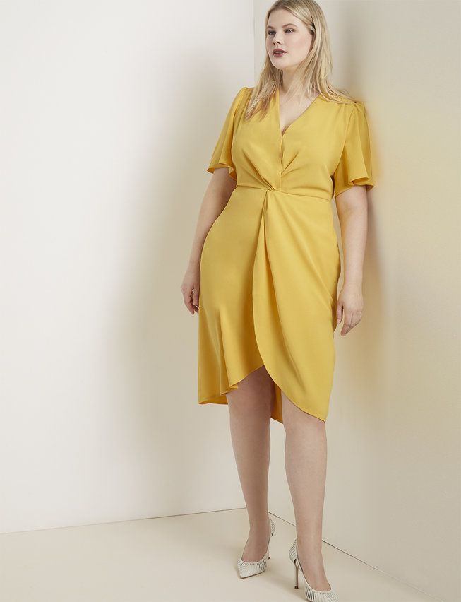 Twist Front Dress | Women's Plus Size Dresses | ELOQUII -   15 dress Yellow plus size ideas