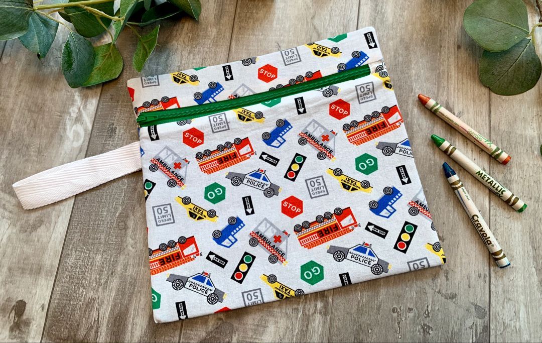 Construction zipper pouch kid activity bag travel bag | Etsy -   15 fabric crafts For Kids road trips ideas