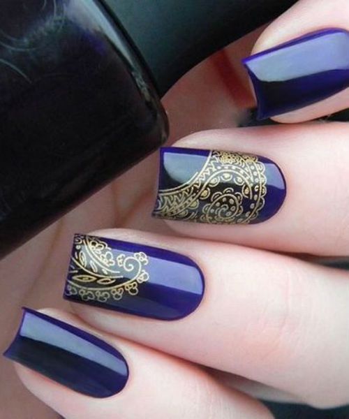 31 Of the Cutest Stamping on Glazzed Blue Nail Designs to Try Right Now | Weekly Styles -   15 hair Blue nail nail ideas