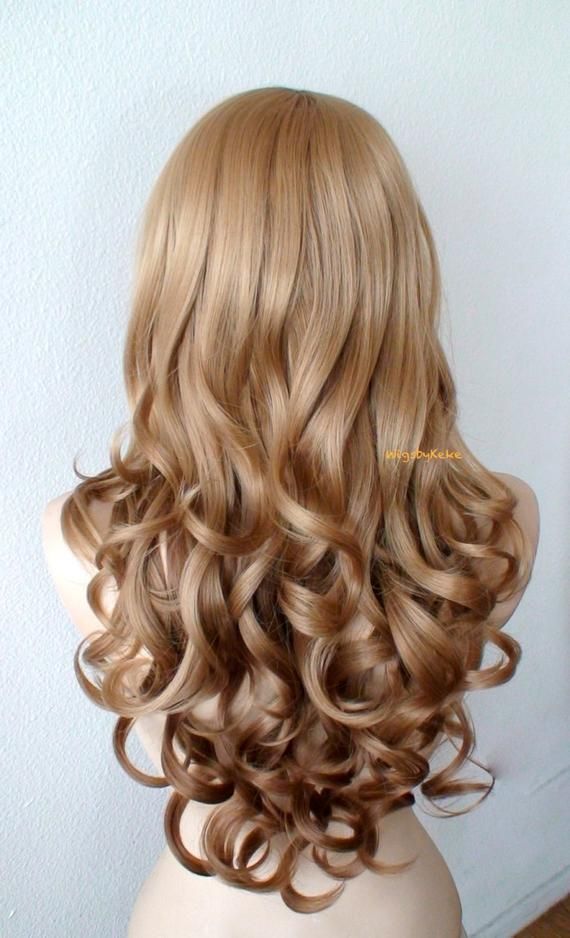 Honey blonde Ombre wig. Lace front wig. Long curly volume hair long side bangs Durable wig for everyday use or cosplay -   15 hair Long volume ideas