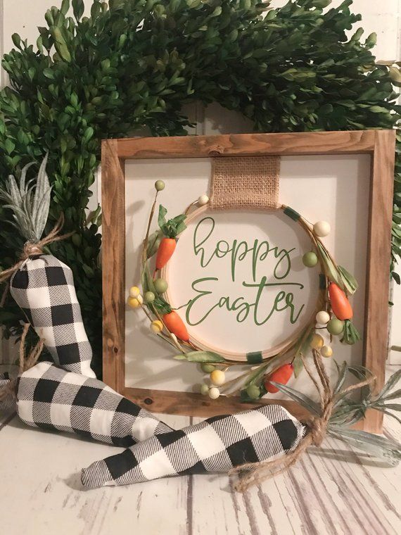 Hoppy Easter wreath sign, carrot sign, Easter sign, gift, Spring sign -   15 holiday Easter beautiful ideas