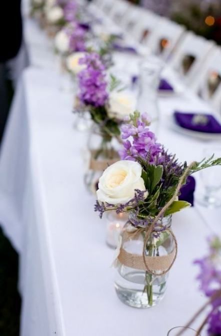 27 ideas wedding centerpieces purple mason jars center pieces -   15 wedding Centerpieces purple ideas
