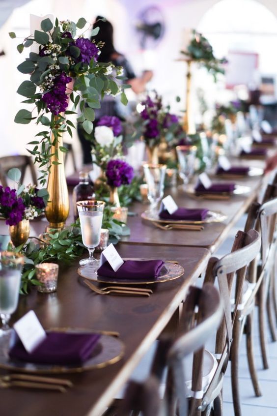 100 + Must Have Gold Color Palettes to Wow Your Guests -   15 wedding Centerpieces purple ideas