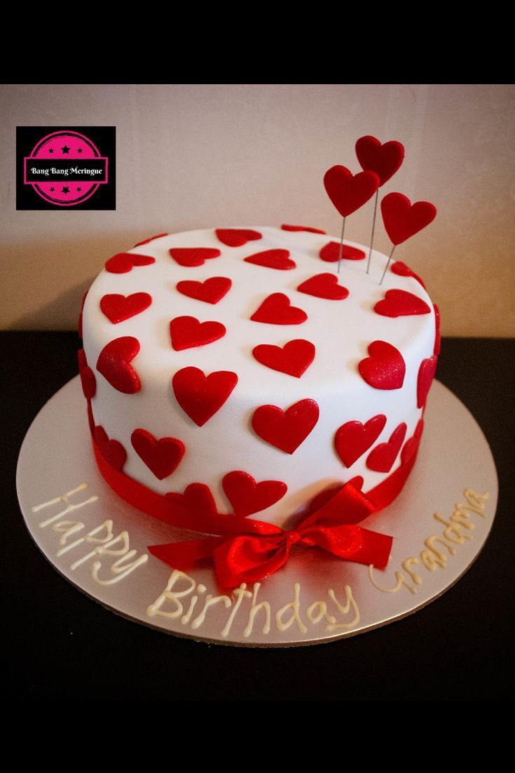 White fondant with red love hearts birthday cake for grandma 3 layer chocolate c... - Cakes рџЌ° -   16 cake Fondant red ideas