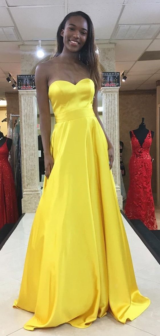 simple sweetheart yellow long prom dress, 2019 prom dress graduation dress -   16 dress Graduation 2019 ideas