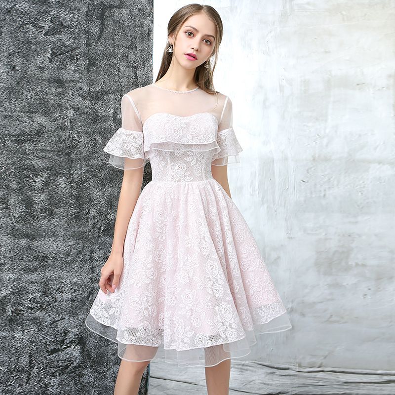 Cute pink tulle lace short prom dress, cute homecoming dress from Dress idea -   16 dress Graduation 2019 ideas