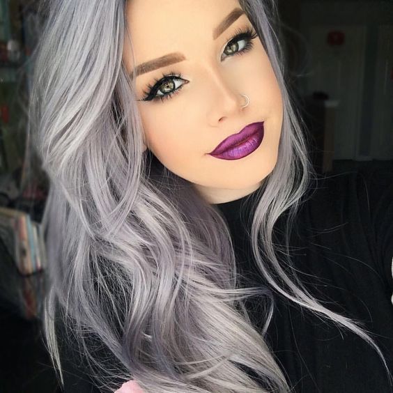 Preferred Hair Gray Long Straight Wig of Human Hair with Baby Hair Brazilian Ombre Lace Front Wig -   16 hair Grey girl ideas
