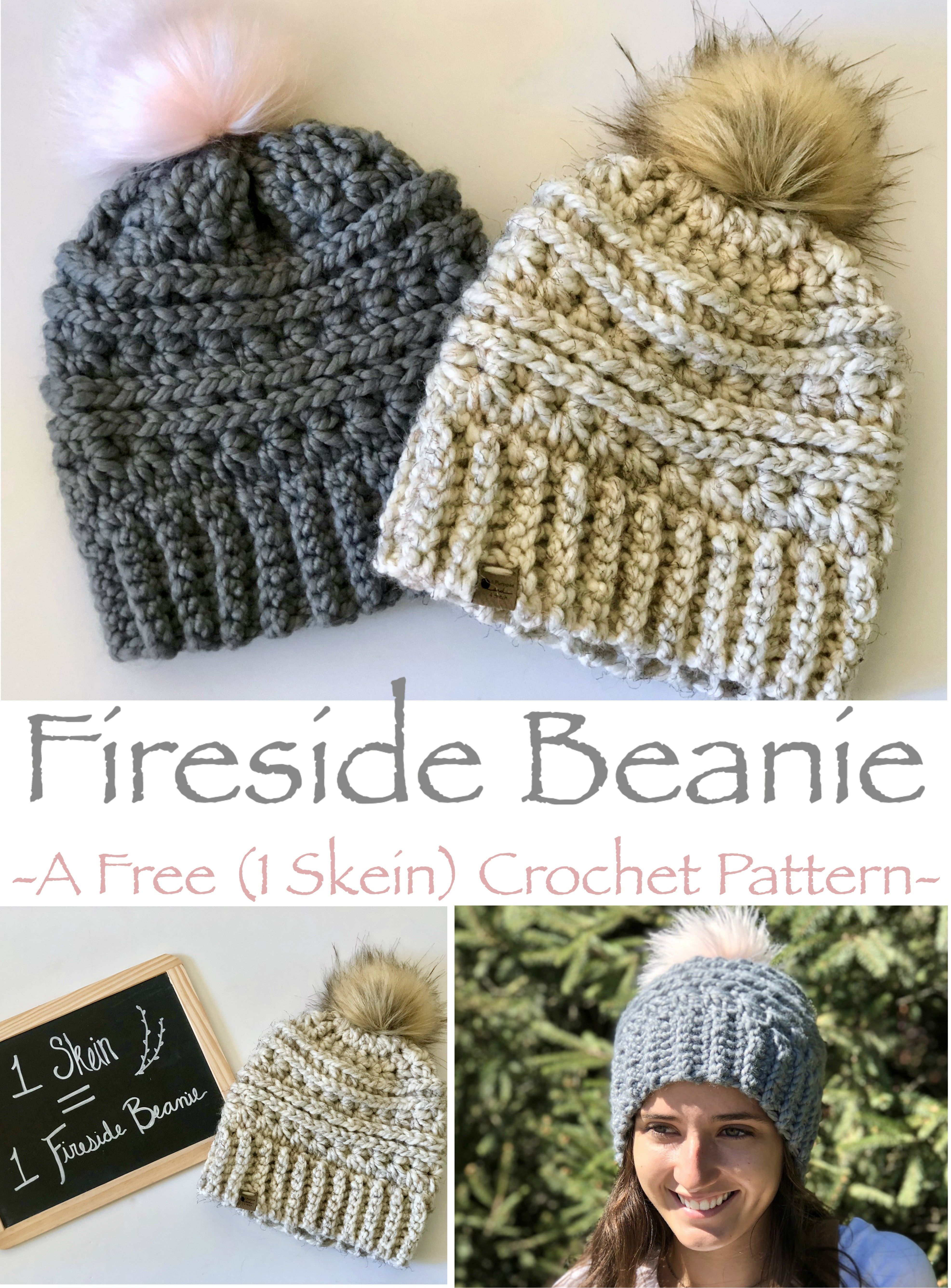 Fireside Beanie- Free Crochet Pattern -   16 knitting and crochet Hats hooks ideas