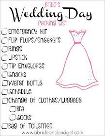 Bride's Wedding Day Packing List -   16 last minute wedding Checklist ideas