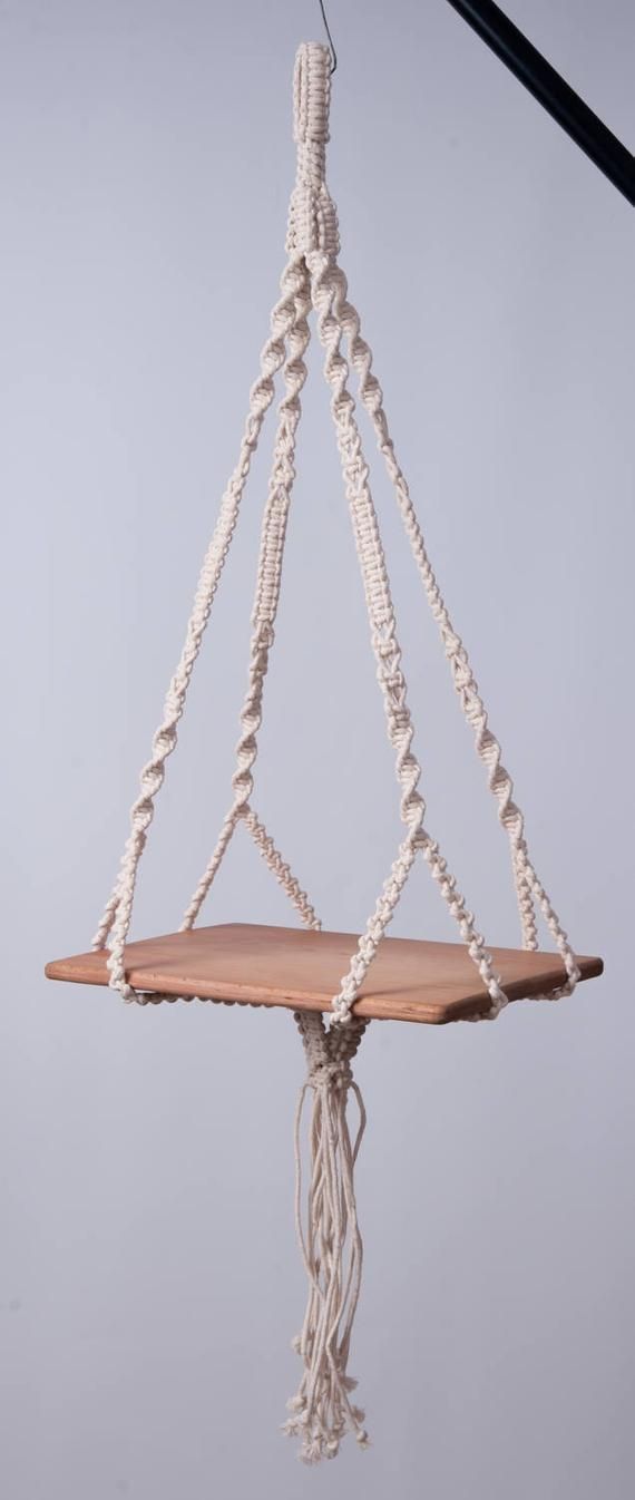 Macrame hanging table modern plant hanger, hanging shelf, 5 mm cotton Cord,  boho shower gift -   16 plants Hanging crafts ideas