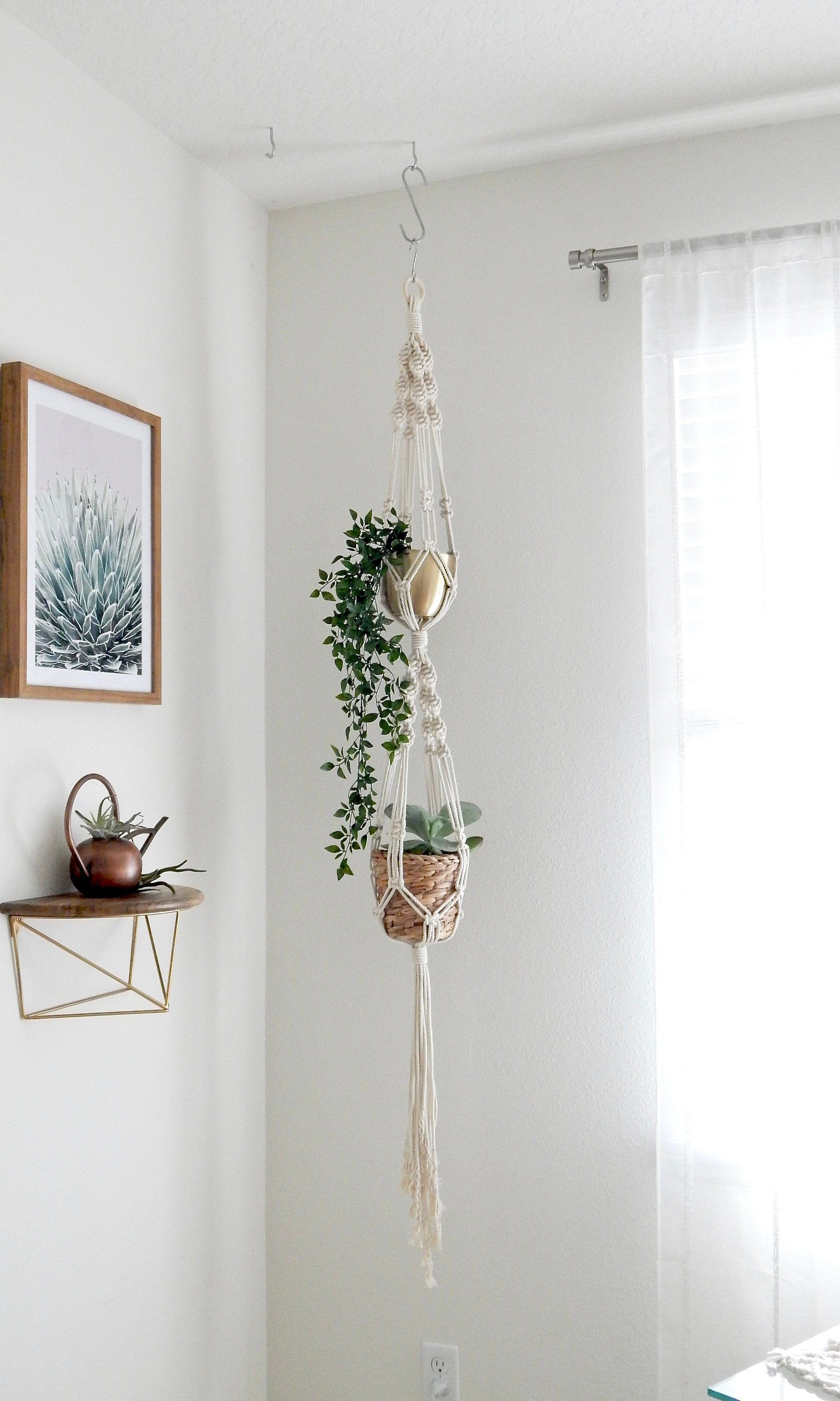 Double Macrame Plant Hanger, Hanging Planter, Vertical Garden, Indoor Plant Stand, Christmas Gifts -   16 plants Hanging crafts ideas