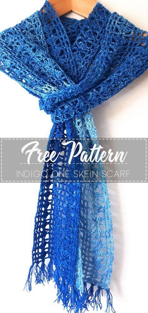Indigo One Skein Scarf – Pattern Free -   17 DIY Clothes Scarf free pattern ideas