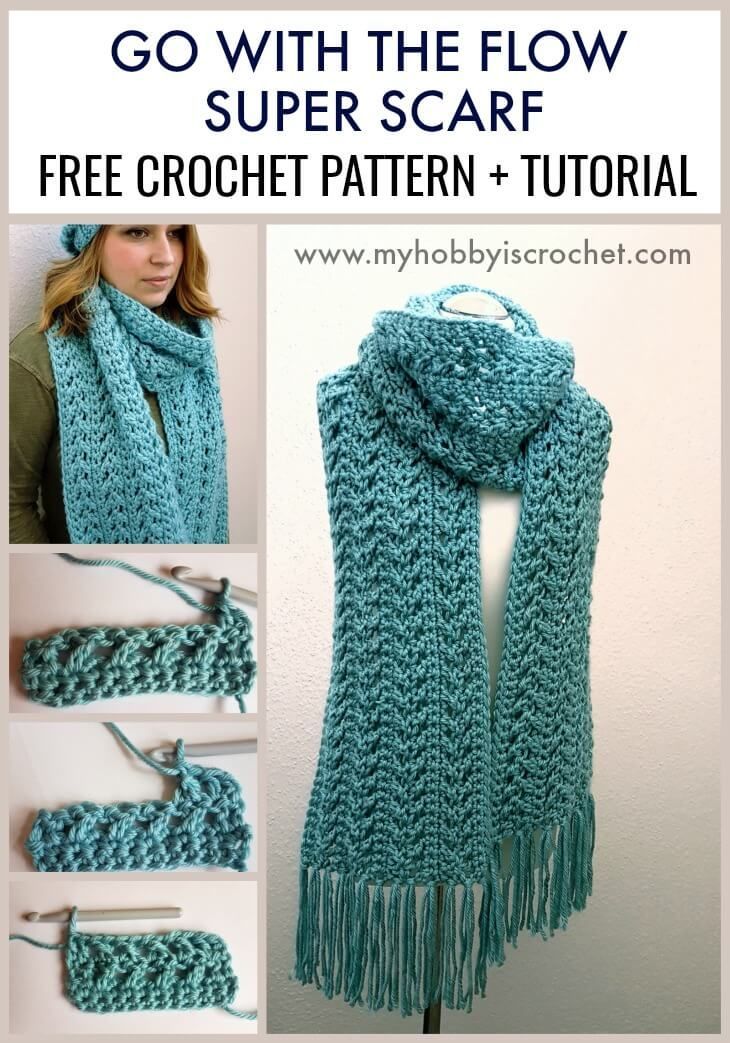 Go with The Flow Super Scarf - Free Crochet Pattern + Tutorial -   17 DIY Clothes Scarf free pattern ideas