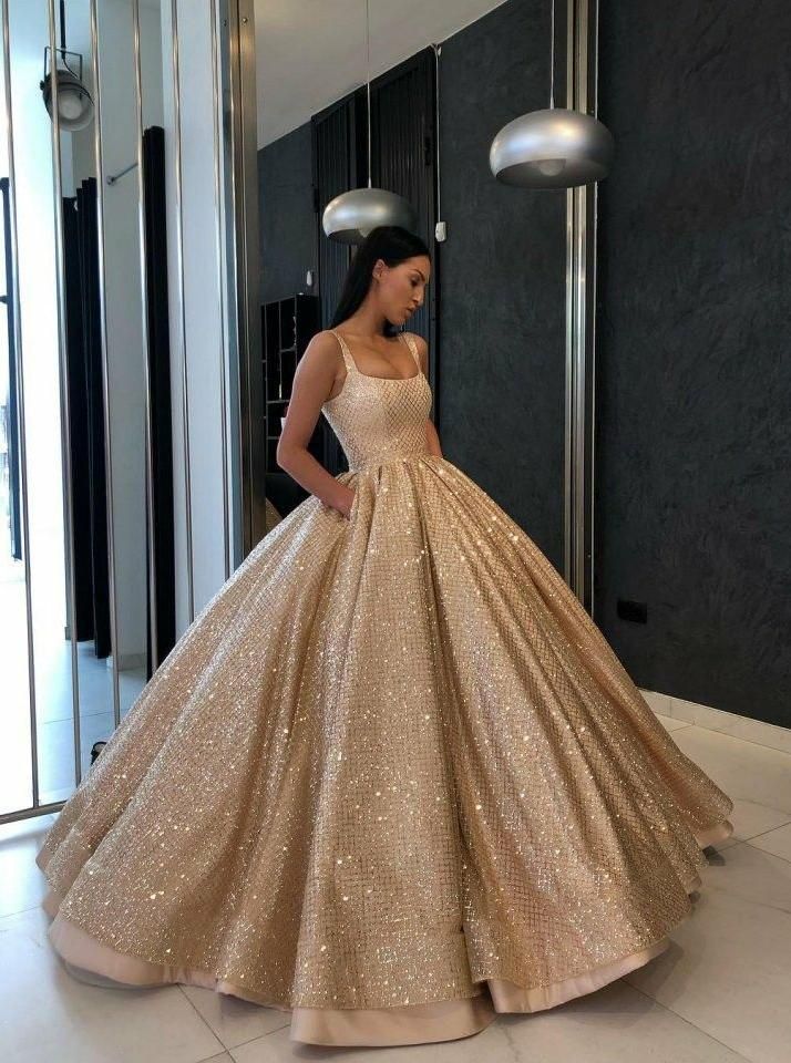 Buy Ball Gown Quinceanera Gown Sequins Gold Sweet 16 Dress With Pockets OP699 -   17 dress Ball gold ideas