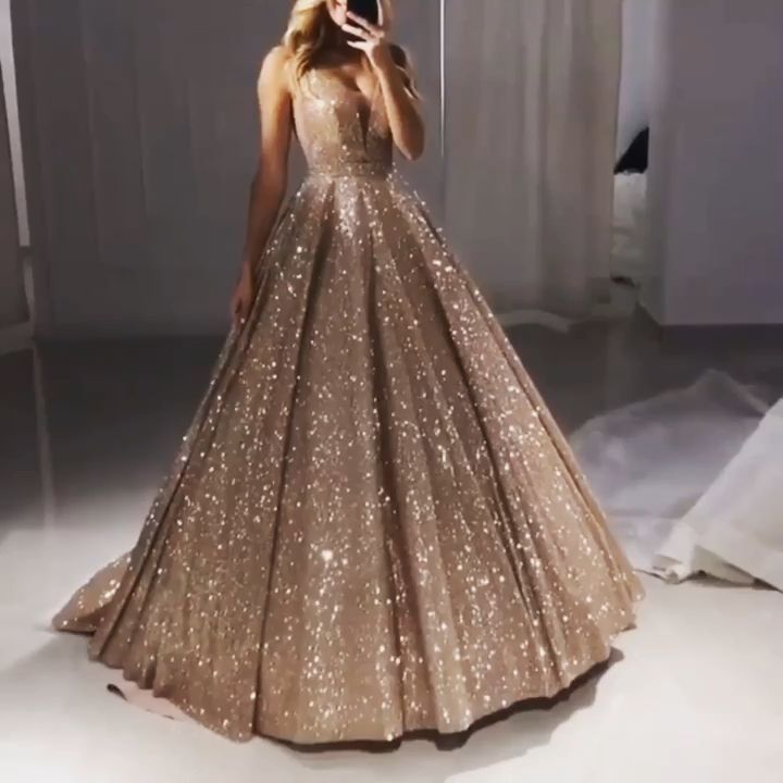 Luxury sequins prom dresses ball gowns -   17 dress Ball gold ideas
