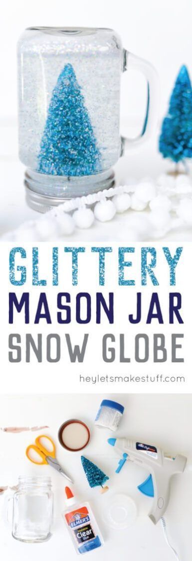 Glittery Mason Jar Snow Globe -   17 holiday Crafts mason jars ideas