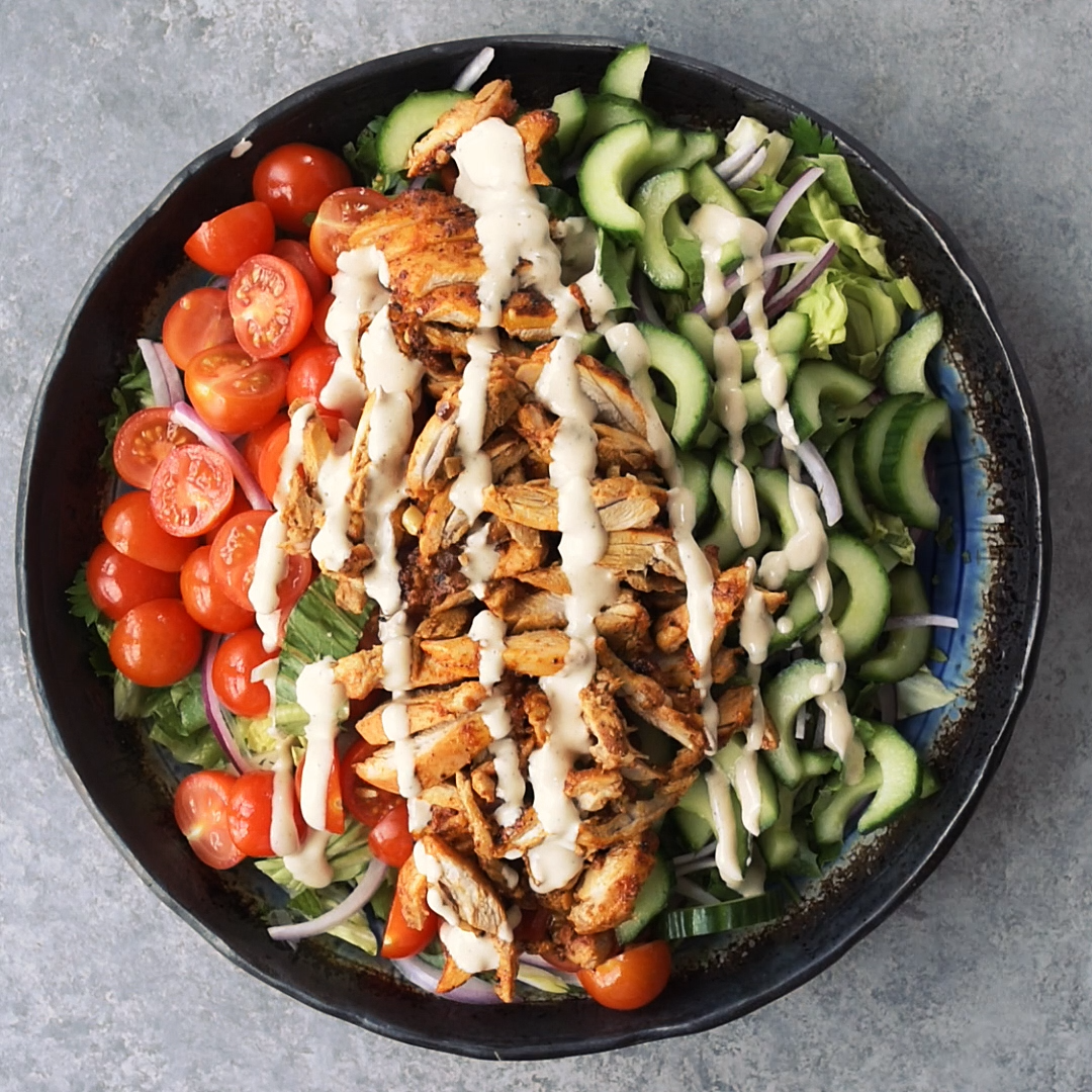 Chicken Shawarma Salad with Tahini Dressing -   18 diet Dinner salad ideas
