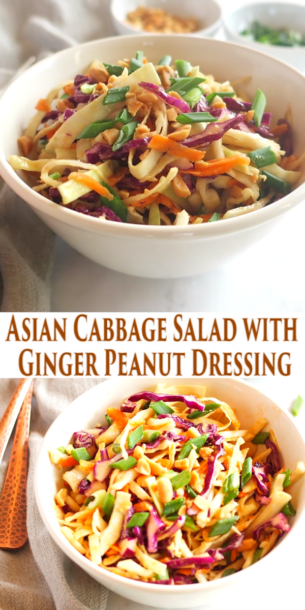 Asian Cabbage Salad with Ginger Peanut Dressing -   18 diet Dinner salad ideas