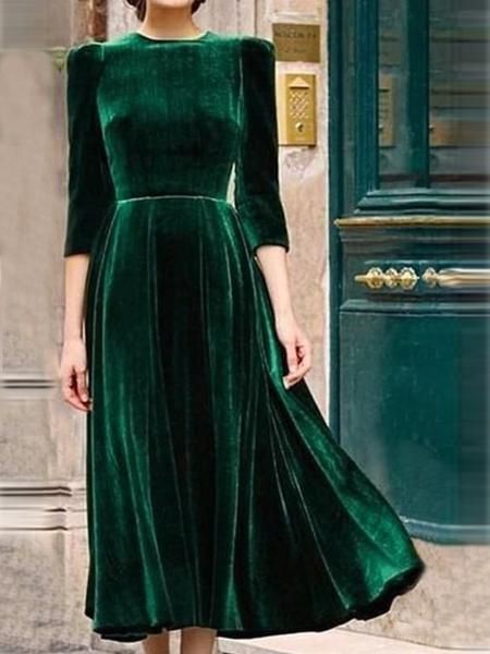 Army Green Vintage Velvet Dresses -   18 dress Designs fashion ideas