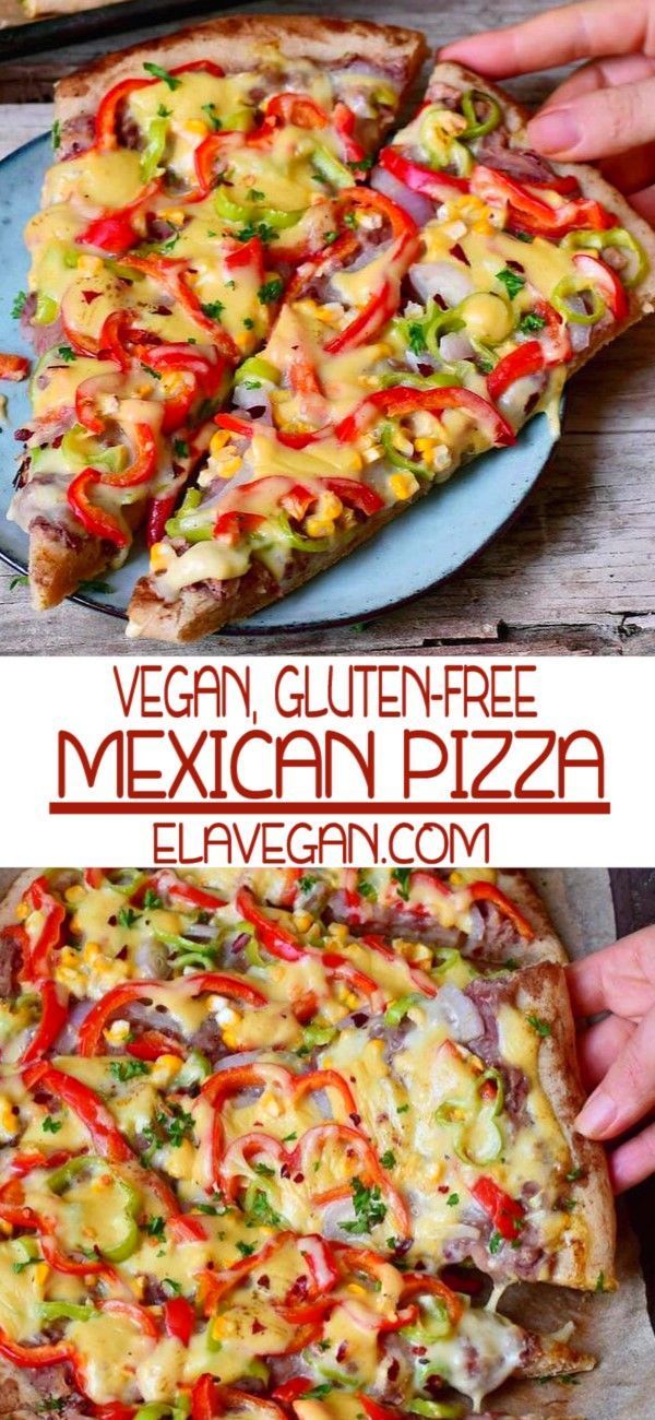 Mexican Pizza Recipe With Refried Beans | Vegan, Gluten-Free - Elavegan -   18 healthy recipes Mexican gluten free ideas