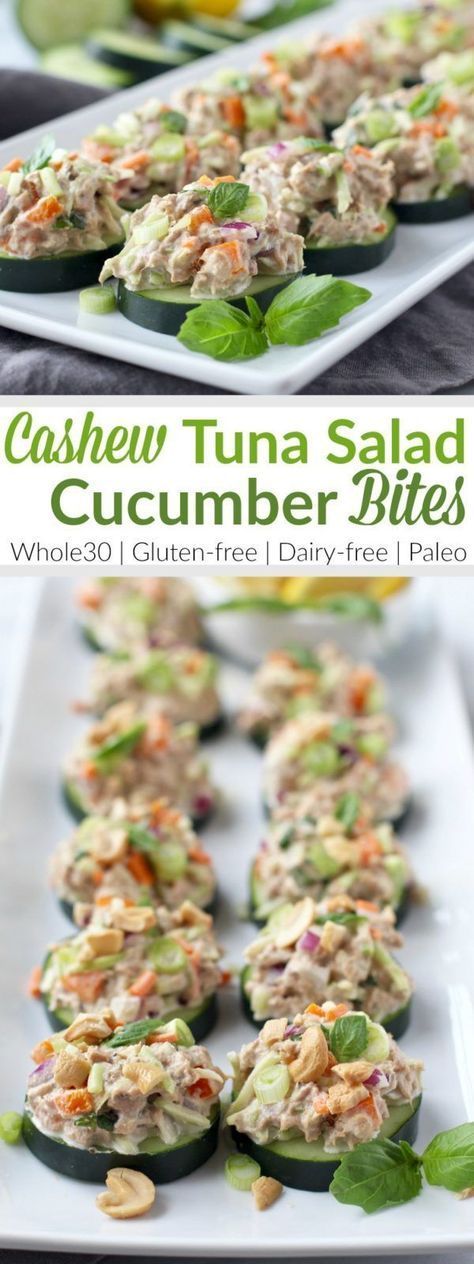 Cashew Tuna Salad Cucumber Bites -   18 healthy recipes Tuna dairy free ideas