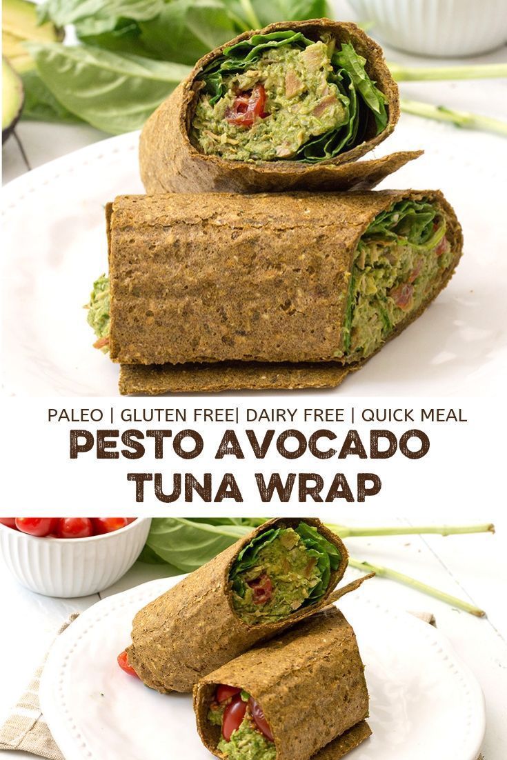Pesto Avocado Tuna Wraps (Gluten Free) -   18 healthy recipes Tuna dairy free ideas