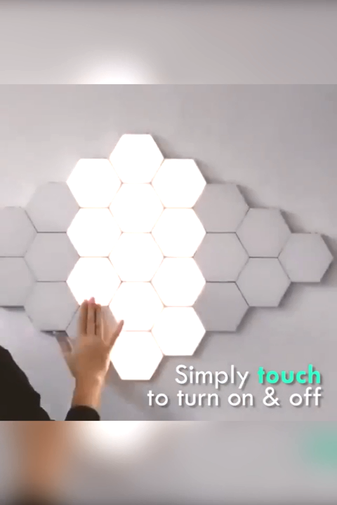 Hexagonal Wall Light, DIY Quantum Lights Creative Geometry Assembly LED Night Light Smart Lamp -   18 room decor Videos mirror ideas