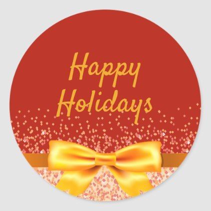 Happy Holidays xmas gold red elegant glam Classic Round Sticker | Zazzle.com -   19 holiday Happy xmas ideas