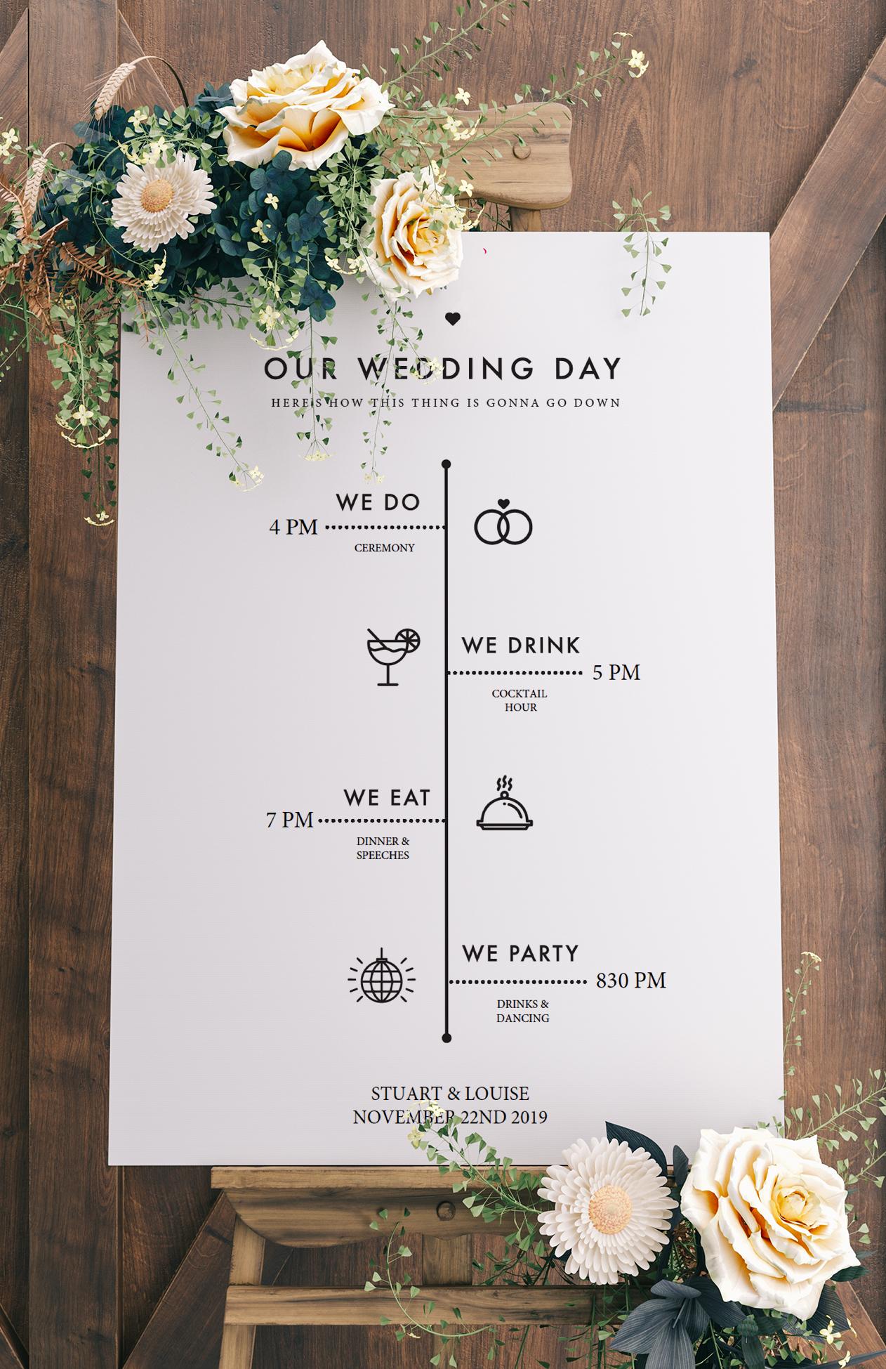 Editable Order Of Events Wedding Sign - Wedding Day Timeline Sign - Minimalist Wedding Sign -   19 wedding Modern brides ideas