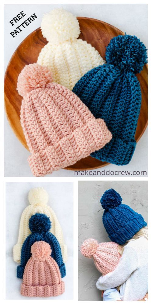 Beginner Easy 1-Hour Crochet Beanie Hat Free Crochet Pattern - All Sizes -   20 knitting and crochet Free Patterns girls ideas