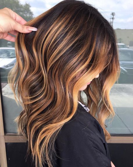 60 Looks with Caramel Highlights on Brown and Dark Brown Hair -   8 hair Caramel simple ideas