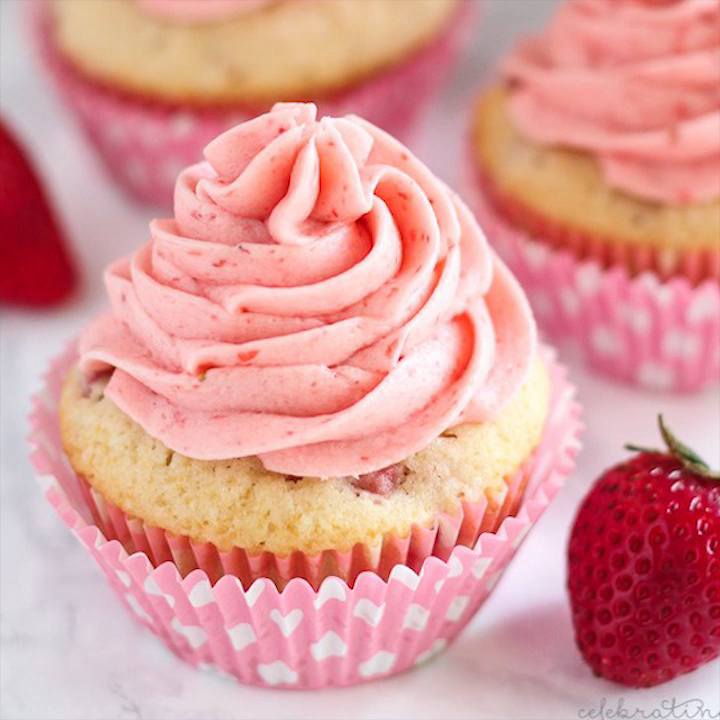 Strawberry Cupcakes with Strawberry Frosting -   11 cake Strawberry wallpaper ideas