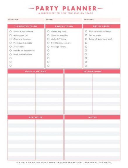 Party Planning Checklist Organizing Planners Free Printable 60 New Ideas -   11 Event Planning Spreadsheet free printable ideas