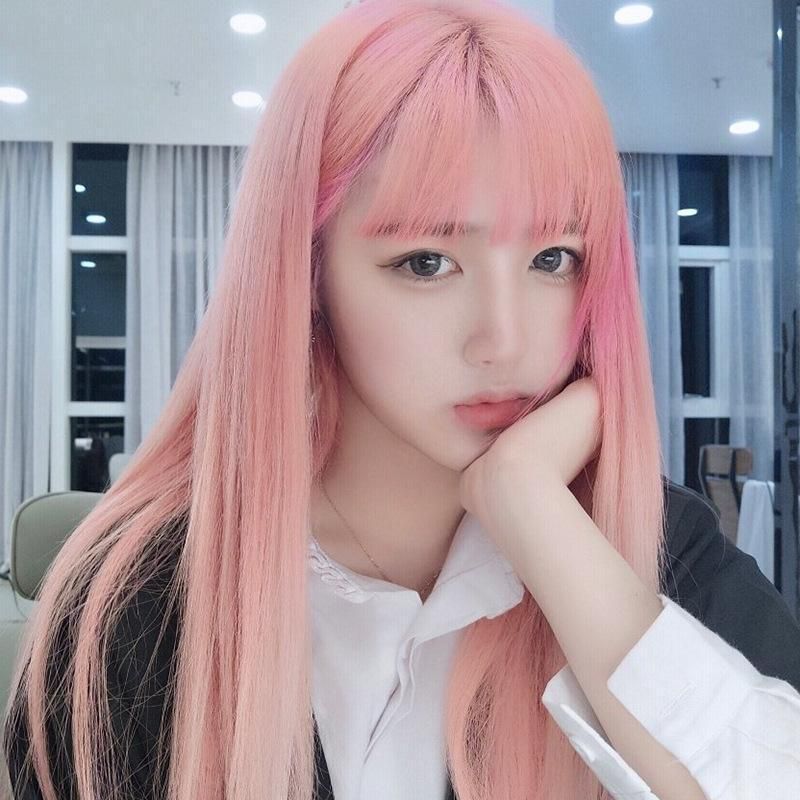 Light Pink Long-Hair Wig -   11 hairstyles Korean google ideas