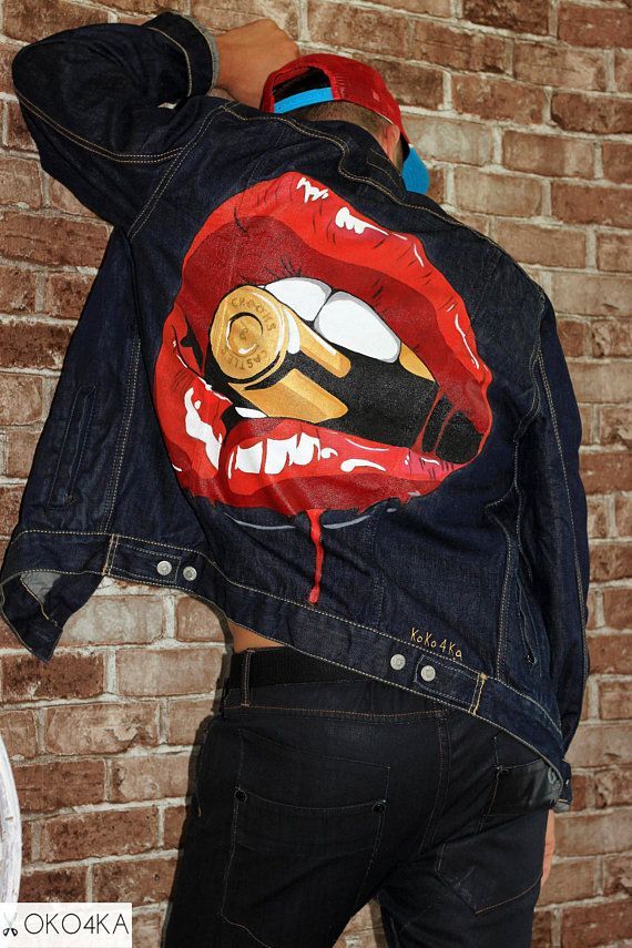 women's clothes Designer jacket Painted denim jacket women's Hand painted clothes Boho jacket Painted clothing Sexy lips jacket stylish guy -   13 DIY Clothes Tumblr watches ideas