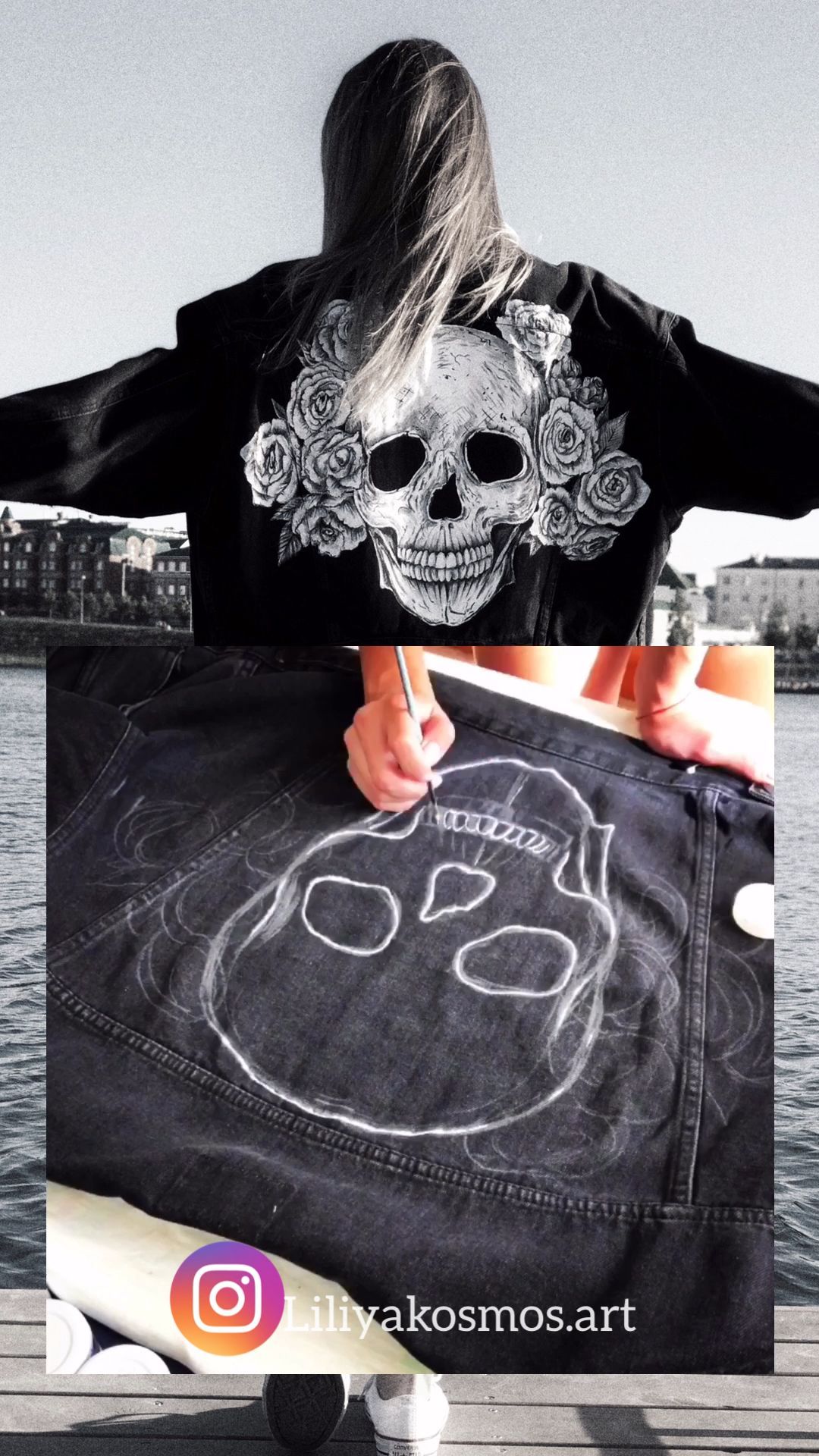 Sugar Skull hand painted custom jacket calavera dia de los | Etsy -   14 DIY Clothes Jacket etsy ideas