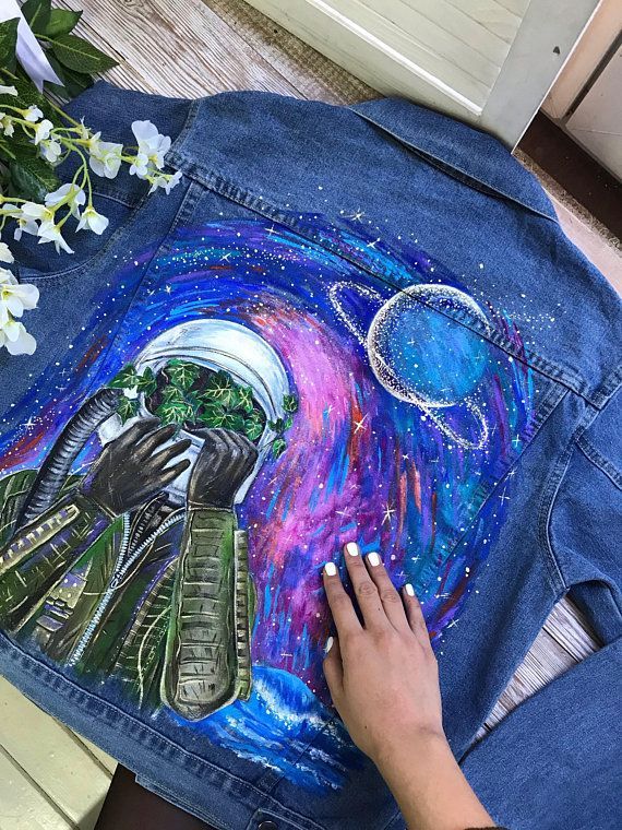 Hand painted denim jacket with celestial starry night cosmos (please read the description) -   14 DIY Clothes Jacket etsy ideas