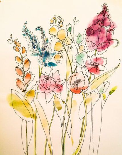 Flowers drawing watercolor water colors 61+ Ideas -   14 plants Drawing watercolor ideas