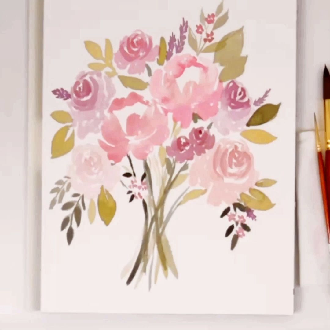 LIVE Loose Watercolor Mother's Day Bouquet - YouTube -   14 plants Drawing watercolor ideas